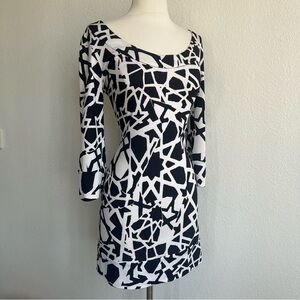 Diane Von Furstenberg Black and White Geometric Mini Dress